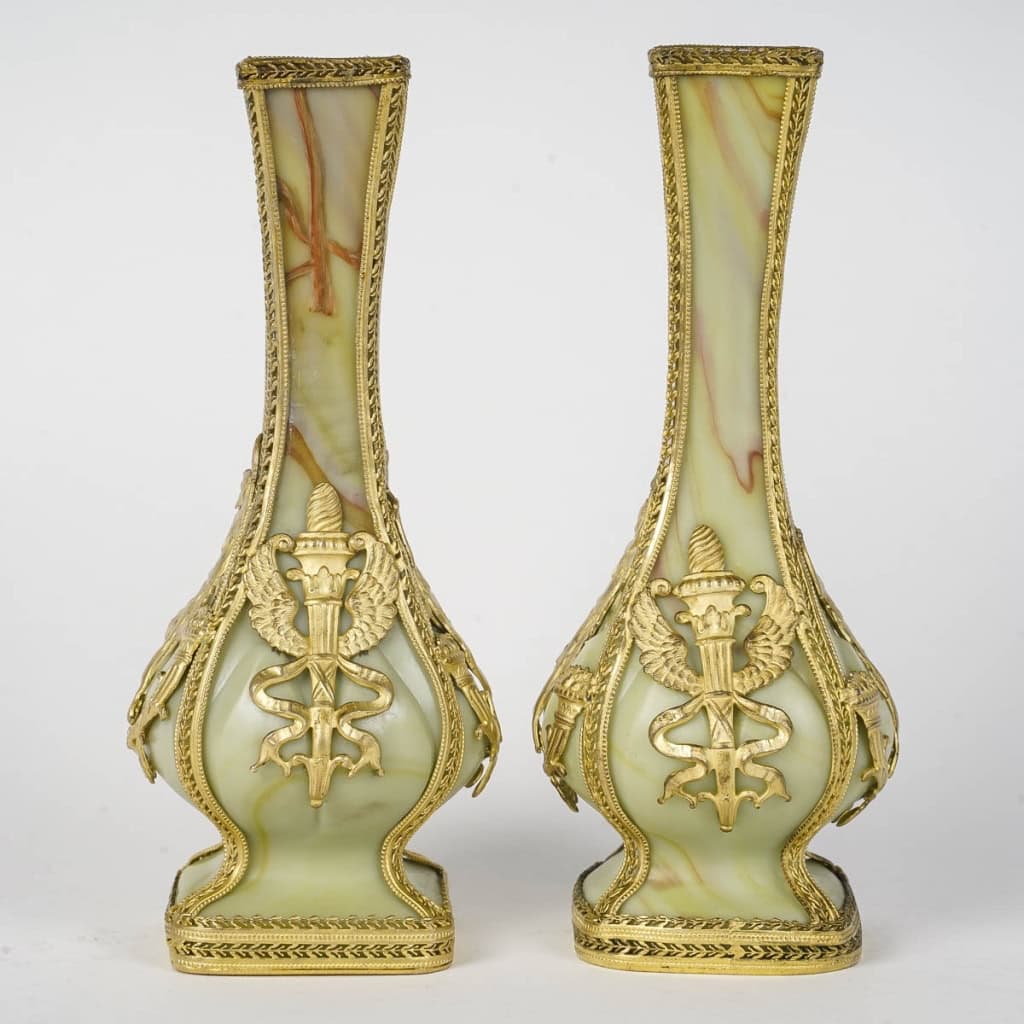Une Paire De Petits Vases En Pâte De Verre Fin XIXè Siècle | Biron |||||||
