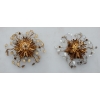 1970′ Paire ou Similaires de 2 Plafonniers ou Appliques à Décor de Fleurs et Feuilles en Métal Style Maison Baguès Feuilles en Verre | Biron |||||||||