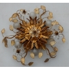 1970′ Paire ou Similaires de 2 Plafonniers ou Appliques à Décor de Fleurs et Feuilles en Métal Style Maison Baguès Feuilles en Verre | Biron 1970′ Paire ou Similaires de 2 Plafonniers ou Appliques à Décor de Fleurs et Feuilles en Métal Style Maison Baguès Feuilles en Verre
