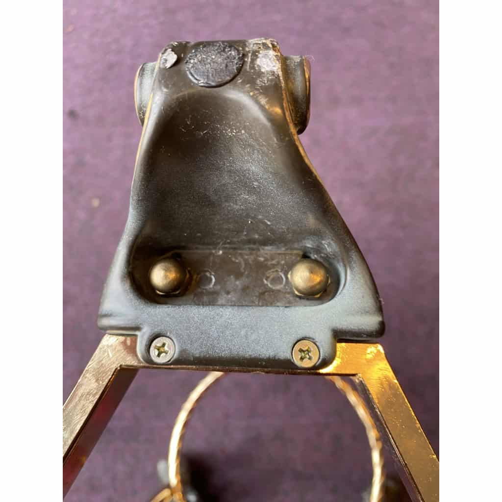 1970′ Paire de Guéridons Bronze Patiné Et Métal Doré Dans Le Gout De Weisweiler
