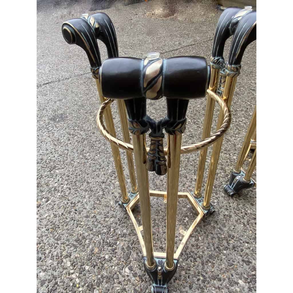 1970′ Paire de Guéridons Bronze Patiné Et Métal Doré Dans Le Gout De Weisweiler