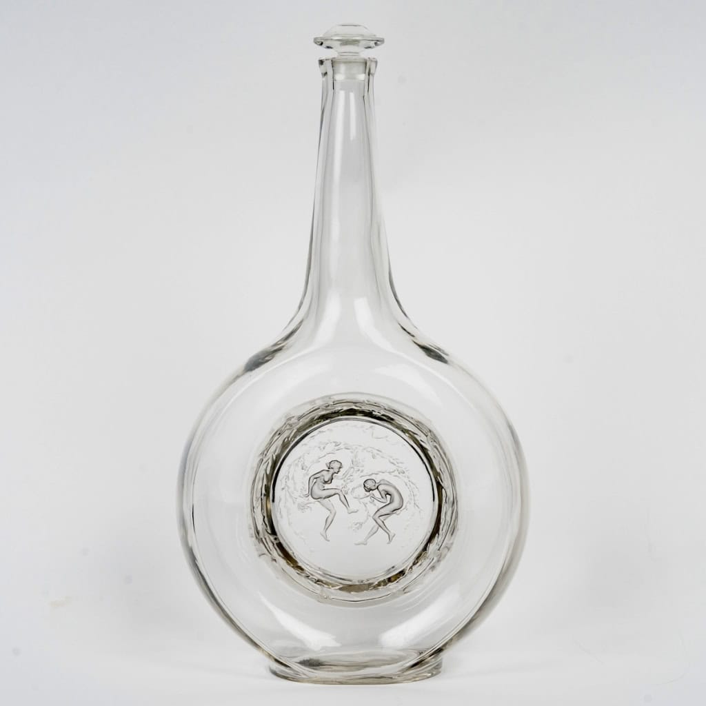Carafe « Deux Danseuses » verre blanc patiné gris de René LALIQUE | Biron ||||||