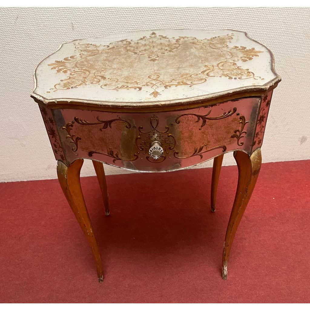 1950′ Commode Arbalète 1 Tiroir Bois Doré Et Metacrylate Eglomise Maison Bagués | Biron 1950′ Commode Arbalète 1 Tiroir Bois Doré Et Metacrylate Eglomise Maison Bagués
