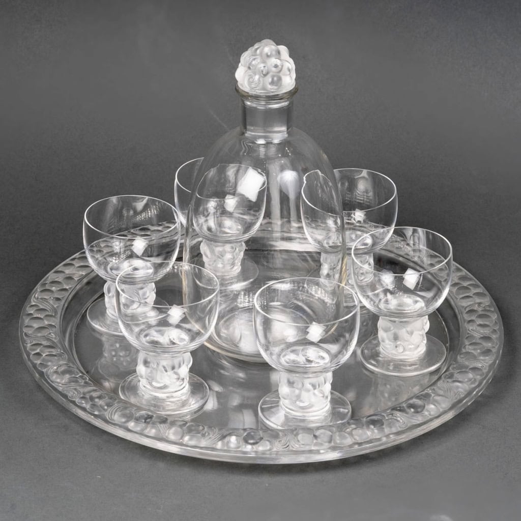 Service « Thoméry » verre blanc de René LALIQUE – 8 pièces | Biron ||||||||||