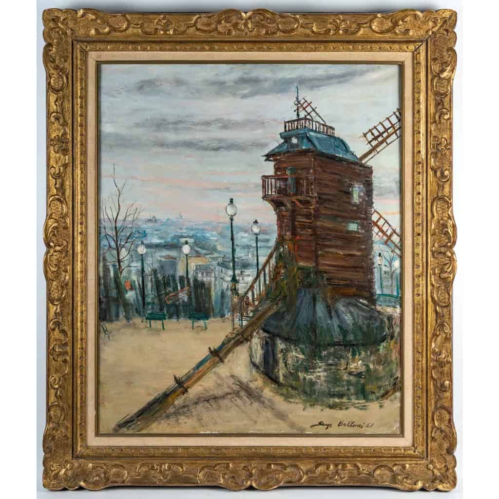 Serge Belloni (1925-2005) dit Le peintre de Paris Le Moulin de la Galette huile sur toile vers 1961 | Biron MLD Antiquités|MLD Antiquités|MLD Antiquités|MLD Antiquités|MLD Antiquités|MLD Antiquités|MLD Antiquités|MLD Antiquités|MLD Antiquités|MLD Antiquités|MLD Antiquités||