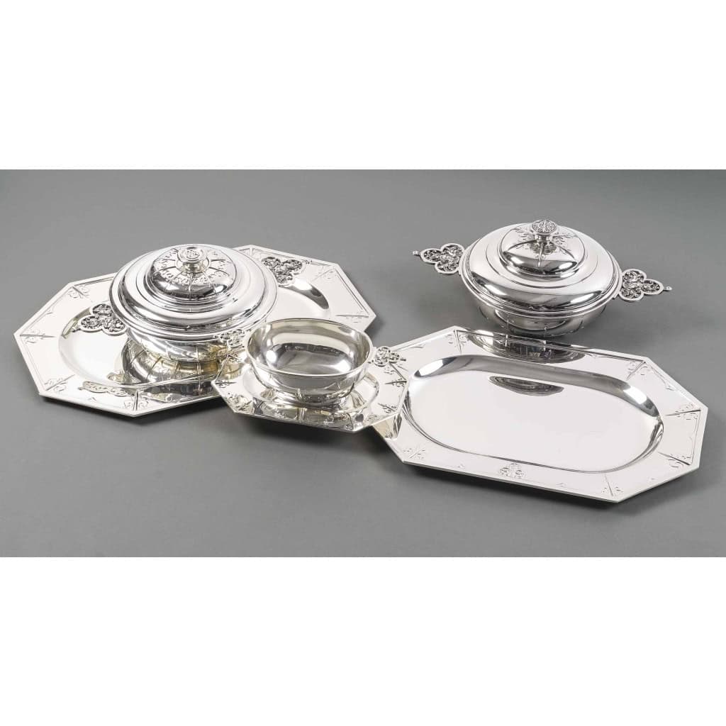 Orfèvre Cardeilhac – Garniture de Table « Renaissance » Mascaron Argent Fin XIXè | Biron ||||||