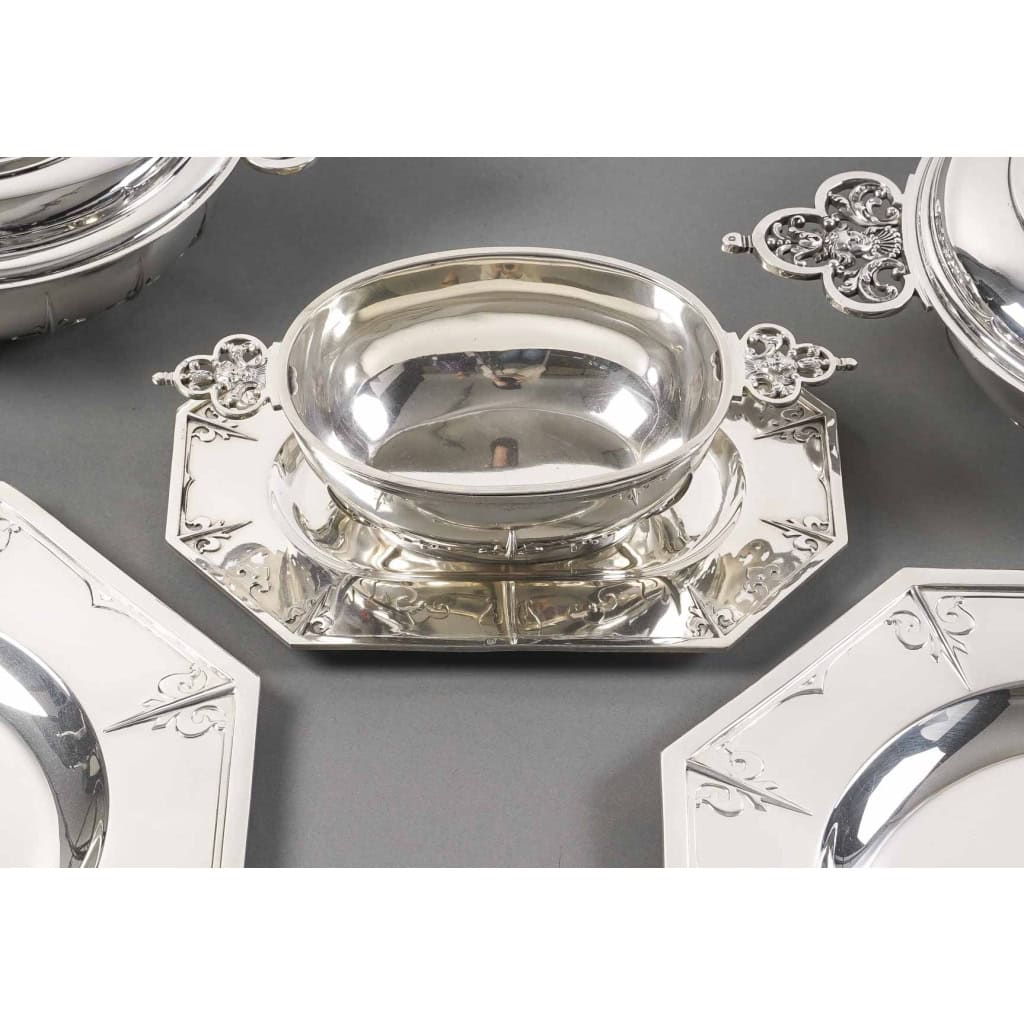 Orfèvre Cardeilhac – Garniture de Table « Renaissance » Mascaron Argent Fin XIXè | Biron Cardeilhac - Garniture De Table "renaissance" Mascaron Argent Fin XIXè