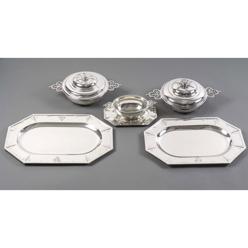 Orfèvre Cardeilhac – Garniture de Table « Renaissance » Mascaron Argent Fin XIXè | Biron Cardeilhac - Garniture De Table "renaissance" Mascaron Argent Fin XIXè