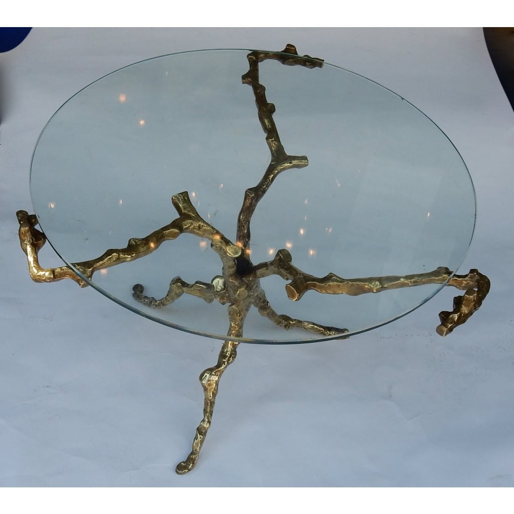 1970′ Table Basse Aux Branchages Bronze Doré DLG Agostini