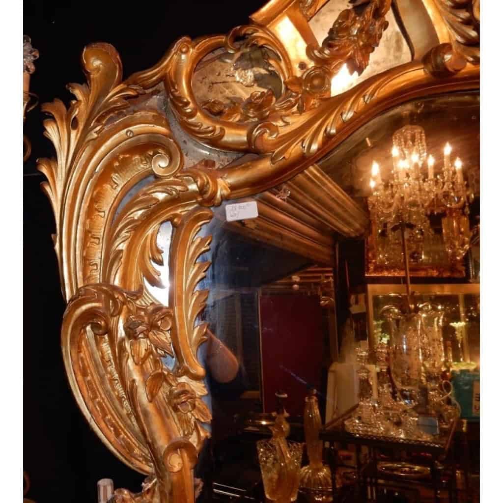 1850′ Miroir de Style Louis 15 en Bois Doré Glace Mercure 4
