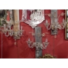 1950/70' Suite de 3 Appliques à 3 Bras de Lumière en Cristal de Murano Avec Paillons d'Or