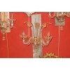 1950/70' Suite de 3 Appliques à 3 Bras de Lumière en Cristal de Murano Avec Paillons d'Or