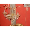 1950/70' Suite de 3 Appliques à 3 Bras de Lumière en Cristal de Murano Avec Paillons d'Or