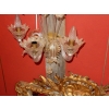 1950/70' Suite de 3 Appliques à 3 Bras de Lumière en Cristal de Murano Avec Paillons d'Or