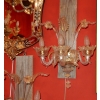 1950/70' Suite de 3 Appliques à 3 Bras de Lumière en Cristal de Murano Avec Paillons d'Or