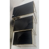 1970′ Tables Gigognes Maison Baguès, 3 Plateaux Miroir Noir et Montants Décor Bambou