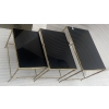 1970′ Tables Gigognes Maison Baguès, 3 Plateaux Miroir Noir et Montants Décor Bambou