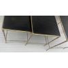 1970′ Tables Gigognes Maison Baguès, 3 Plateaux Miroir Noir et Montants Décor Bambou