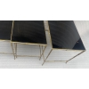 1970′ Tables Gigognes Maison Baguès, 3 Plateaux Miroir Noir et Montants Décor Bambou
