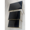 1970′ Tables Gigognes Maison Baguès, 3 Plateaux Miroir Noir et Montants Décor Bambou