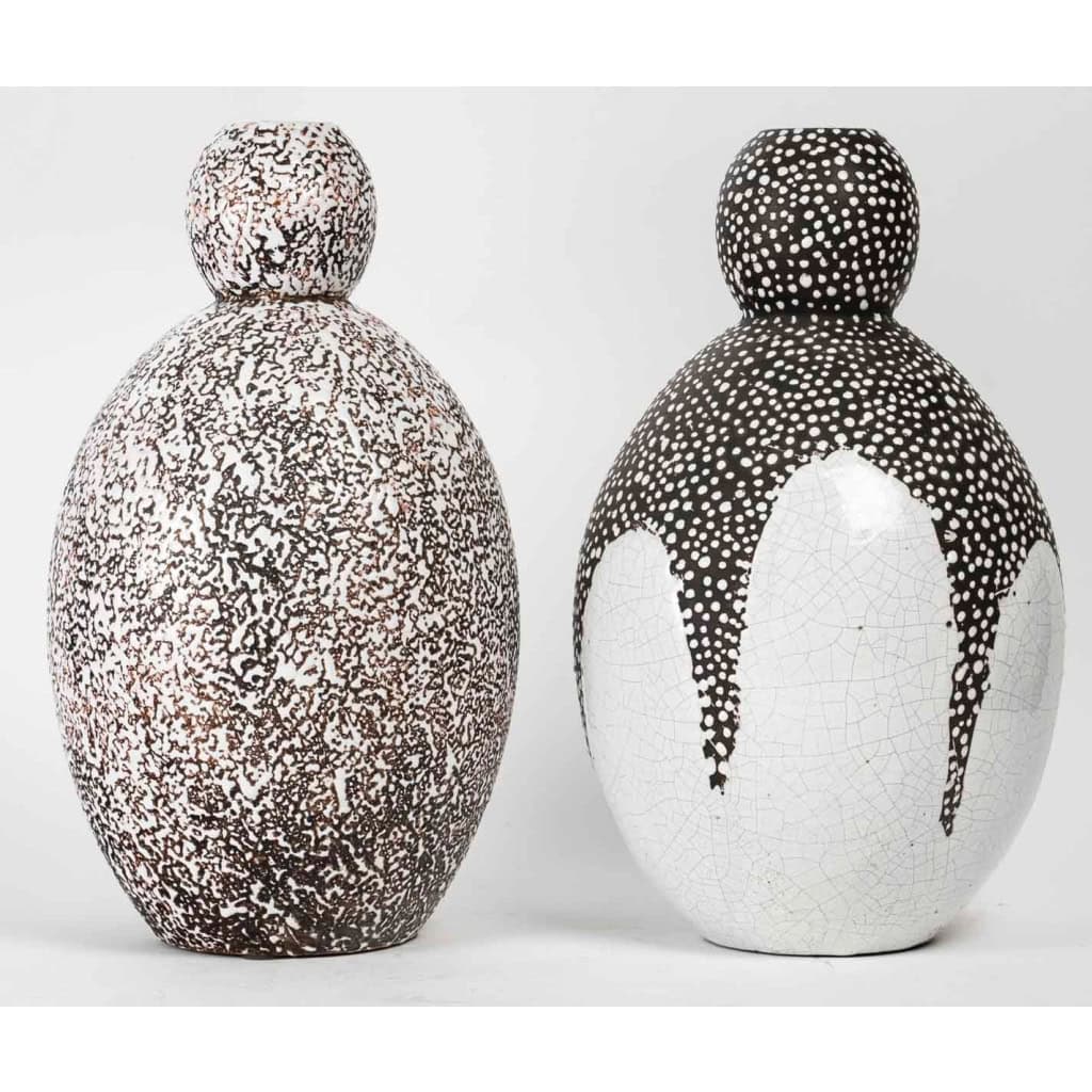 Primavera, Impressionnante Paire de Vases en Terre Cuite Emaillée vers 1925 | Biron Primavera, Impressionnante Paire de Vases en Terre Cuite Emaillée vers 1925