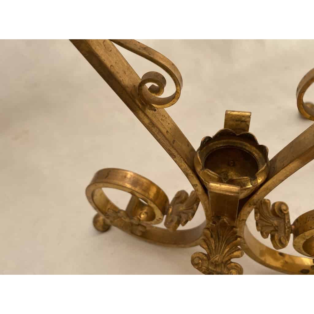 1870′ Paire de Cornets Baccarat Ou Similaires Monture Bronze, Monogramme a la Couronne 14
