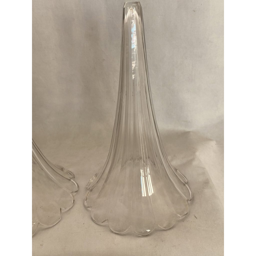 1870′ Paire de Cornets Baccarat Ou Similaires Monture Bronze, Monogramme a la Couronne 16