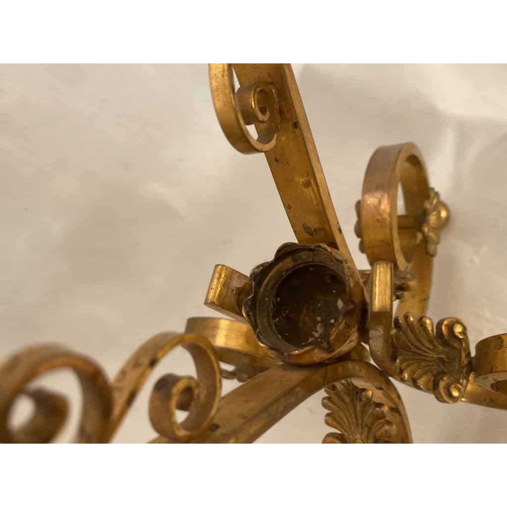 1870′ Paire de Cornets Baccarat Ou Similaires Monture Bronze, Monogramme a la Couronne 6