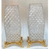 1880′ Paire De Vases Baccarat , L’ Escalier De Cristal,Période Japonisante Socle Bronze Doré Signé 12