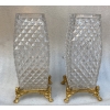 1880′ Paire De Vases Baccarat , L’ Escalier De Cristal,Période Japonisante Socle Bronze Doré Signé 21