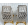 1880′ Paire De Vases Baccarat , L’ Escalier De Cristal,Période Japonisante Socle Bronze Doré Signé 13