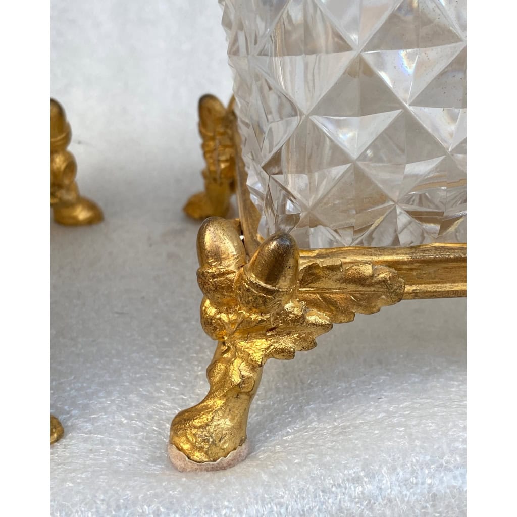 1880′ Paire De Vases Baccarat , L’ Escalier De Cristal,Période Japonisante Socle Bronze Doré Signé 4