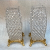 1880′ Paire De Vases Baccarat , L’ Escalier De Cristal,Période Japonisante Socle Bronze Doré Signé 19