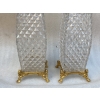 1880′ Paire De Vases Baccarat , L’ Escalier De Cristal,Période Japonisante Socle Bronze Doré Signé 20