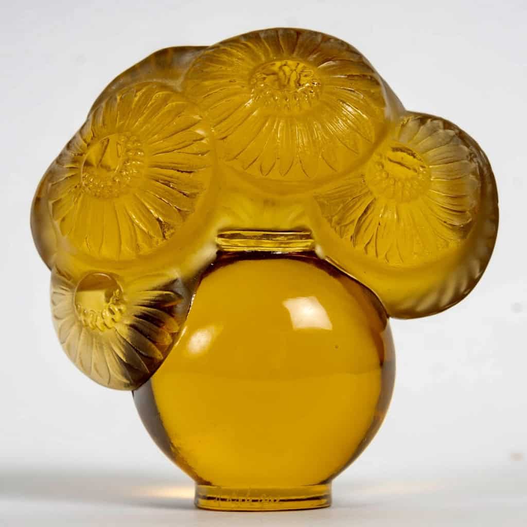 Cachet « Soucis » verre jaune ambré de René LALIQUE | Biron ||||||