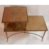1970′ Table à Étage En Bronze Doré Décor Palmier Maison Charles