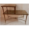 1970′ Table à Étage En Bronze Doré Décor Palmier Maison Charles