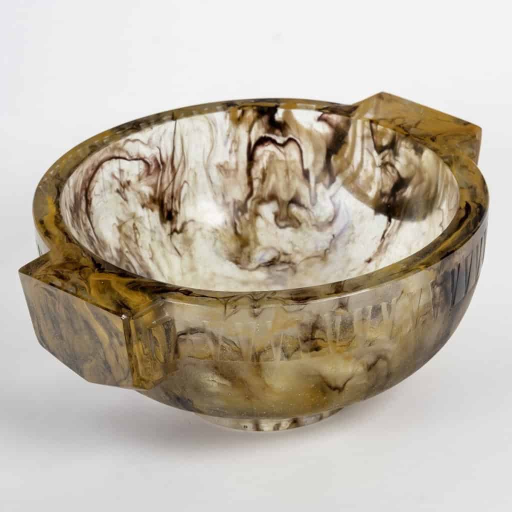 Coupe « Anses Frises Triangles » pâte de verre polychrome François DECORCHEMONT | Biron Coupe "Anses Frises Triangles" pâte de verre polychrome François DECORCHEMONT