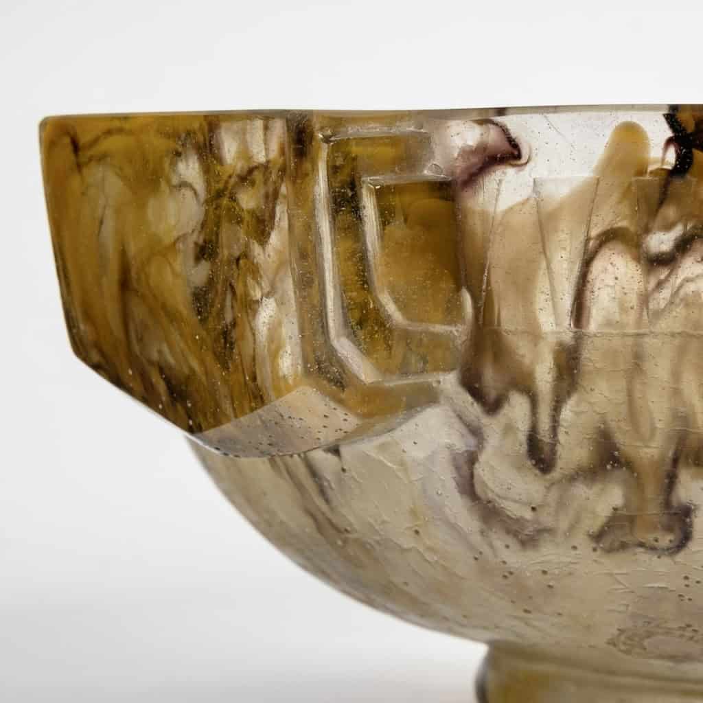 Coupe « Anses Frises Triangles » pâte de verre polychrome François DECORCHEMONT | Biron Coupe "Anses Frises Triangles" pâte de verre polychrome François DECORCHEMONT