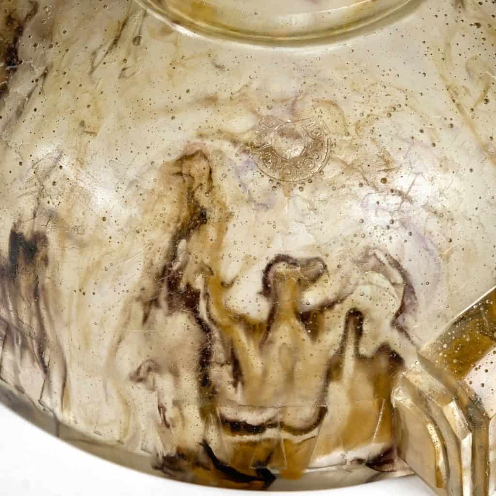 Coupe « Anses Frises Triangles » pâte de verre polychrome François DECORCHEMONT | Biron Coupe "Anses Frises Triangles" pâte de verre polychrome François DECORCHEMONT