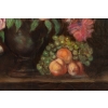 École française, Bouquet de tulipes, roses et fruits sur un entablement huile sur toile d’époque Napoléon III | Biron École française, Bouquet de tulipes, roses et fruits sur un entablement huile sur toile d'époque Napoléon III