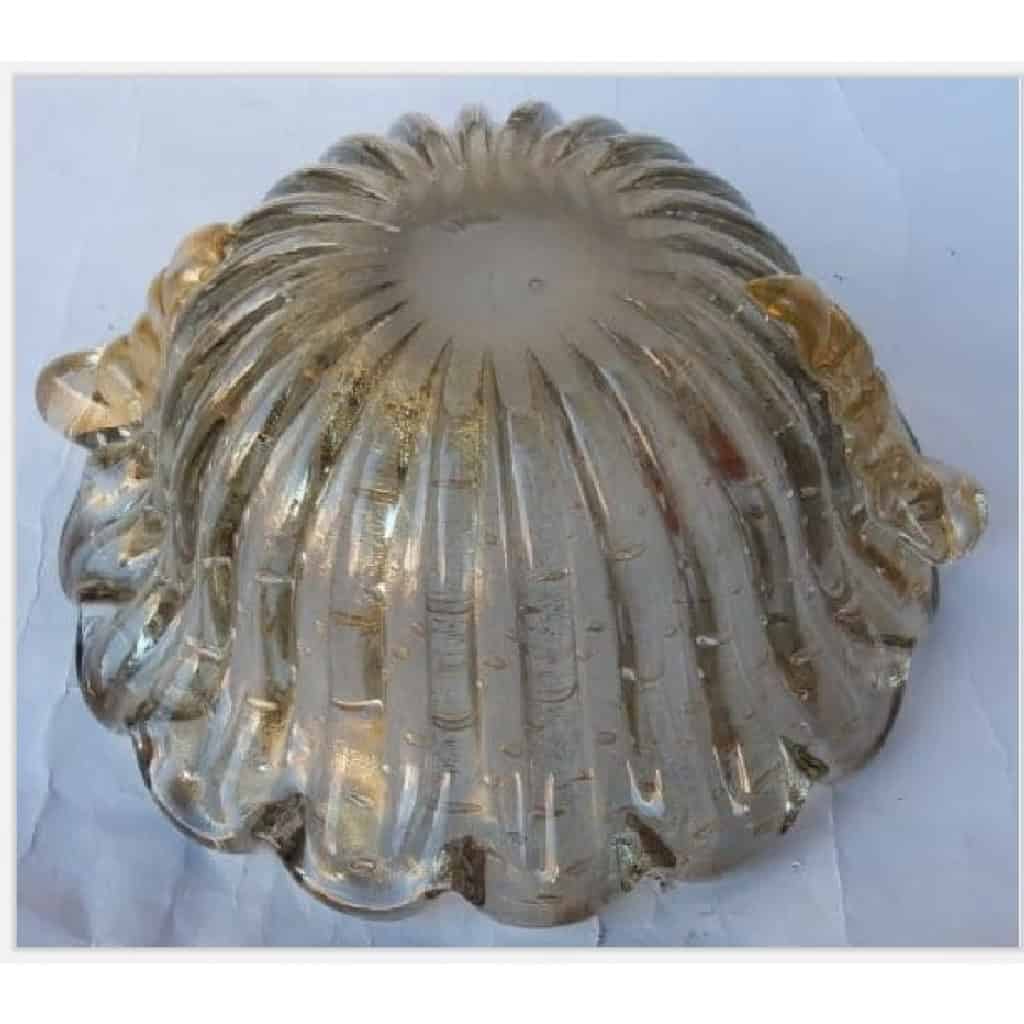 1970′ Coupe Cristal Murano et Or Signés Toso