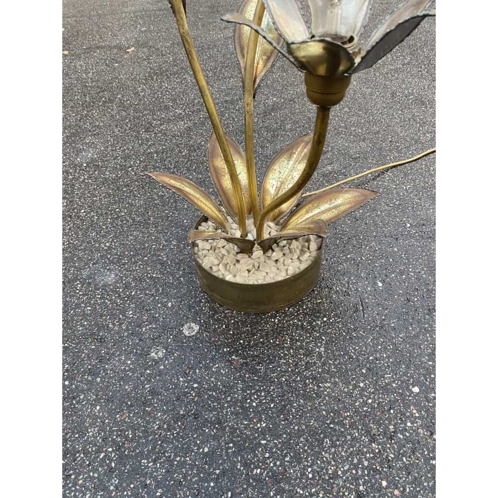 1970′ Plante Éclairante en Laiton Maison Jansen 3 Têtes