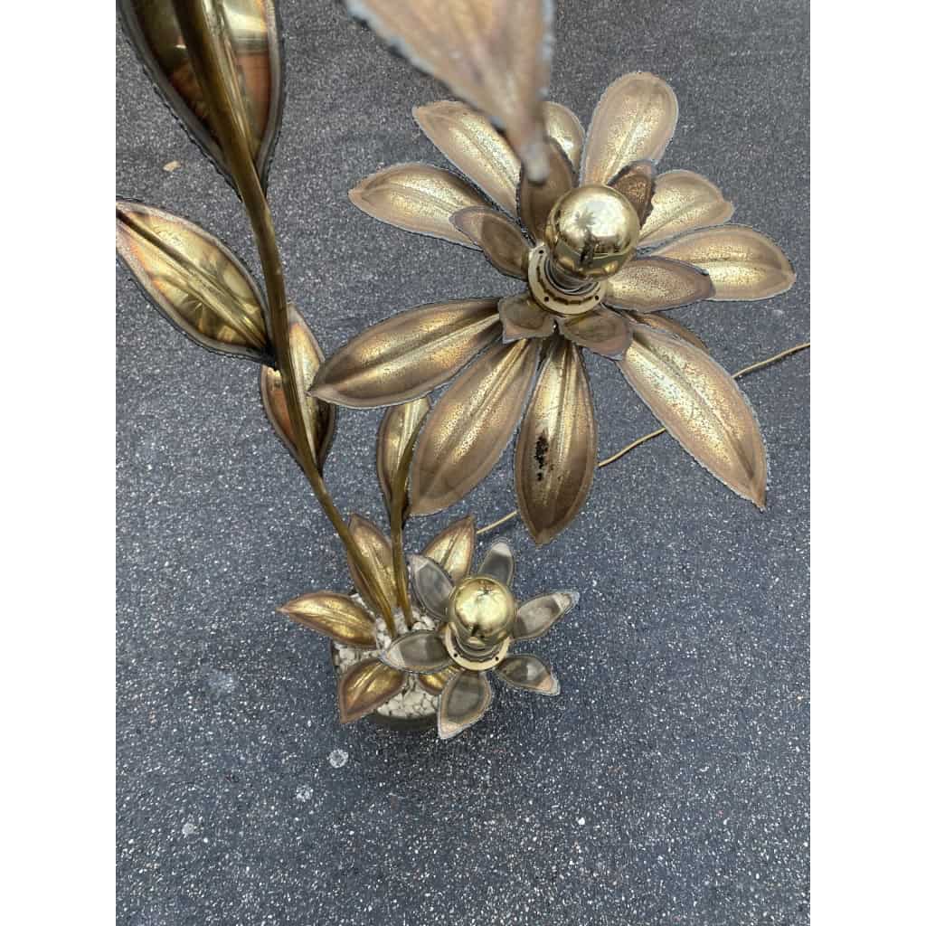1970′ Plante Éclairante en Laiton Maison Jansen 3 Têtes