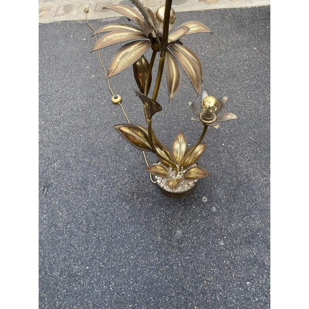 1970′ Plante Éclairante en Laiton Maison Jansen 3 Têtes