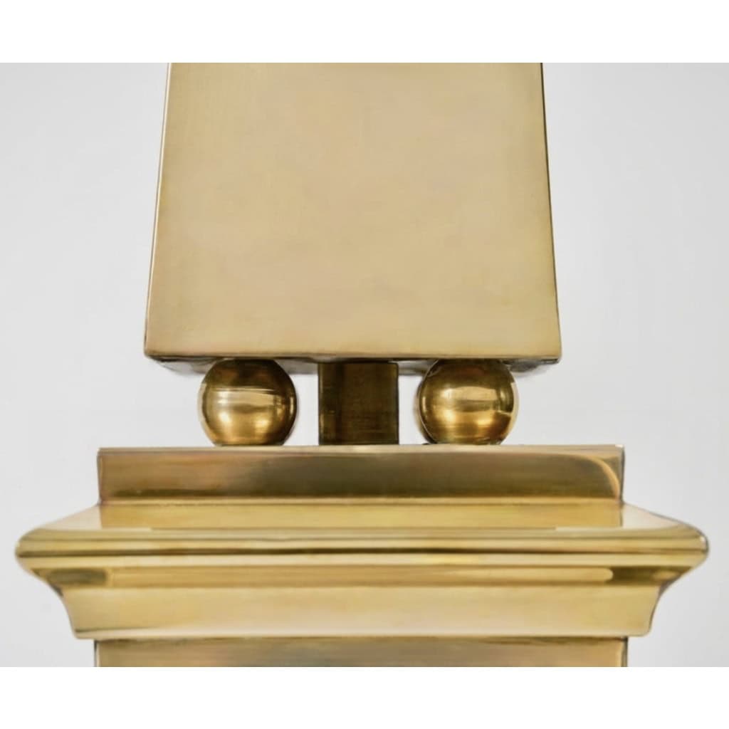 1970 Paire de lampes en laiton doré Modèle Obélisque Maison Roche