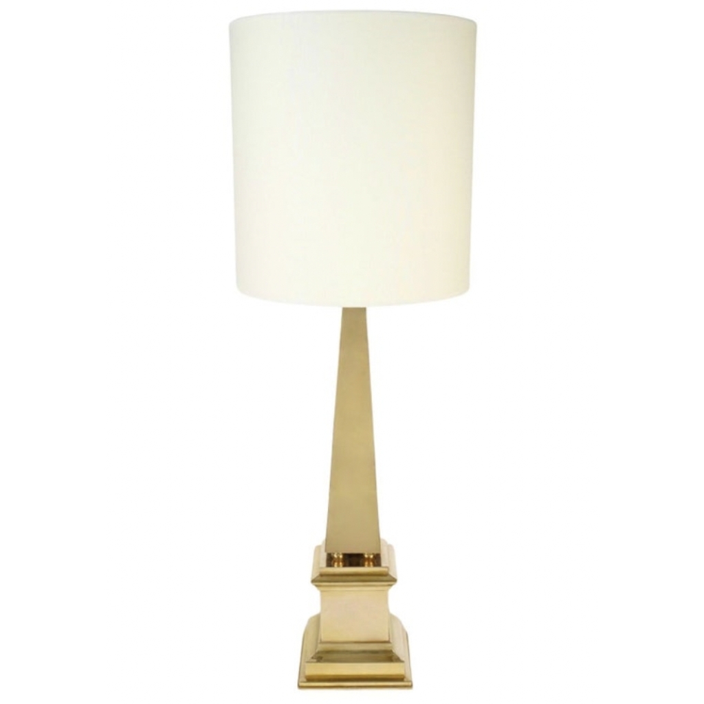 1970 Paire de lampes en laiton doré Modèle Obélisque Maison Roche