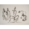 Dessin en lavis de l’artiste Evelyne Luez sur papier, XXème siècle. | Biron |||||||