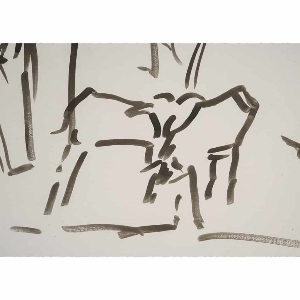 Dessin en lavis de l’artiste Evelyne Luez sur papier, XXème siècle. | Biron Dessin en lavis de l’artiste Evelyne Luez sur papier, XXème siècle.