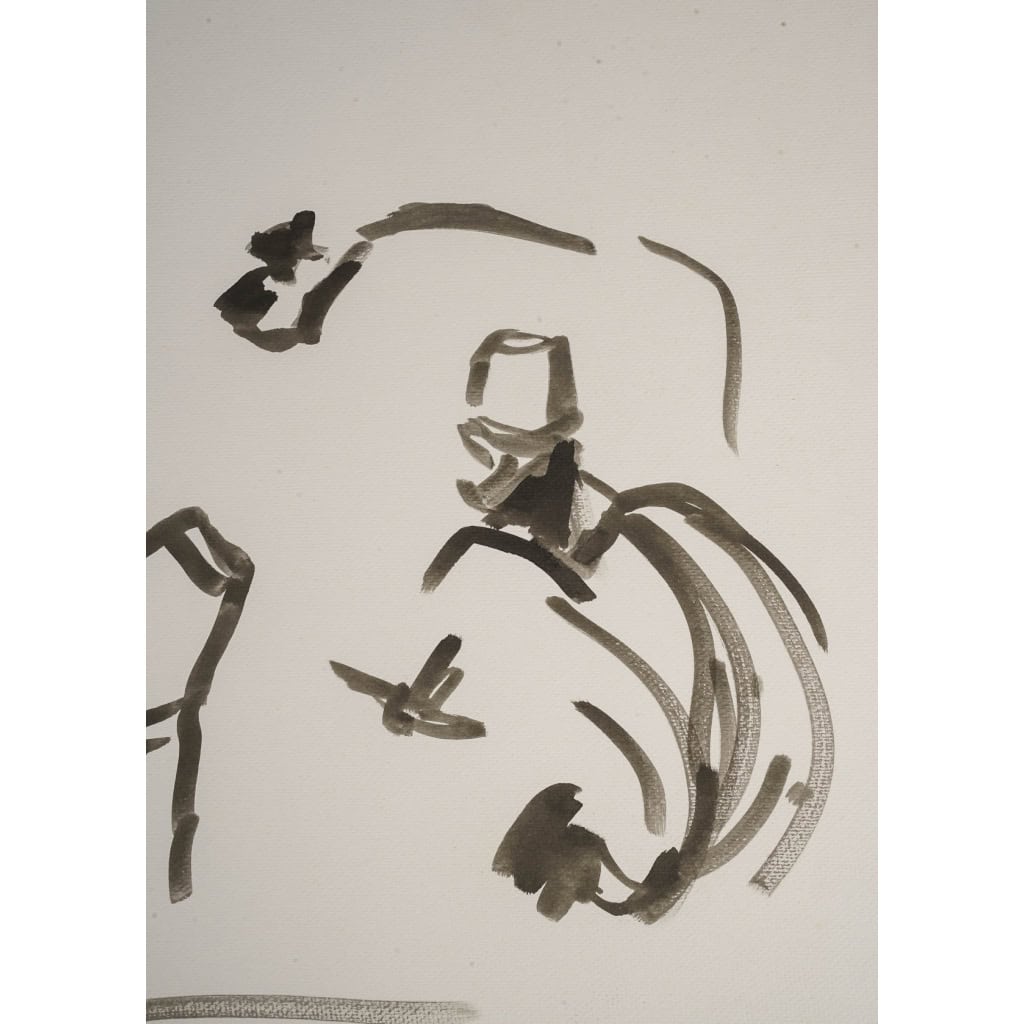 Dessin en lavis de l’artiste Evelyne Luez sur papier, XXème siècle. | Biron Dessin en lavis de l’artiste Evelyne Luez sur papier, XXème siècle.